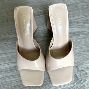 Tan square heels
